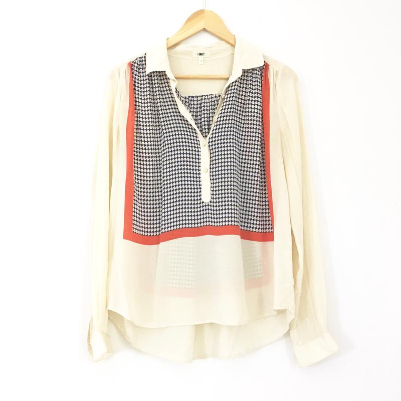 J Crew Sheer 1/2 Button Up Blouse- Size XS