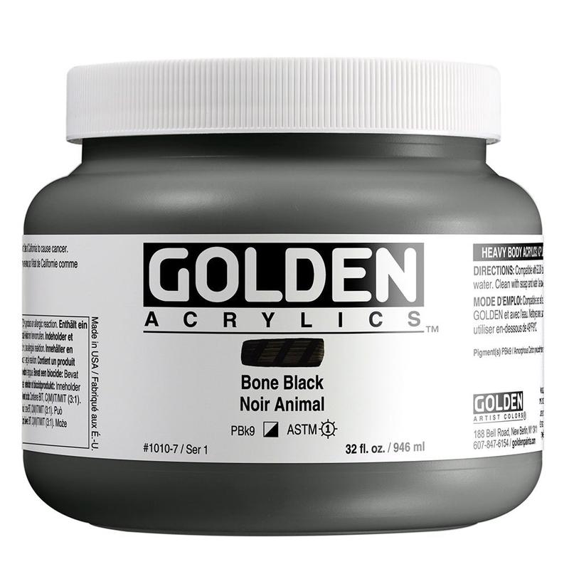 Golden Heavy Body Acrylic Bone Black 32 oz